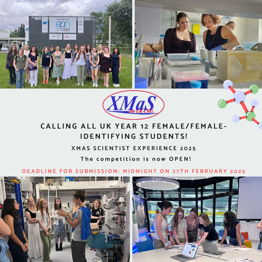 Calling all female/female-identifying year 12 Physics students! 
Applications are open for the annual Scientist Experience, a 4 day all-expenses-paid for trip to the European Synchrotron Research Facility (ESRF) in Grenoble.
Deadline: 27th February 2025
➡️tinyurl.com/47sc77wy