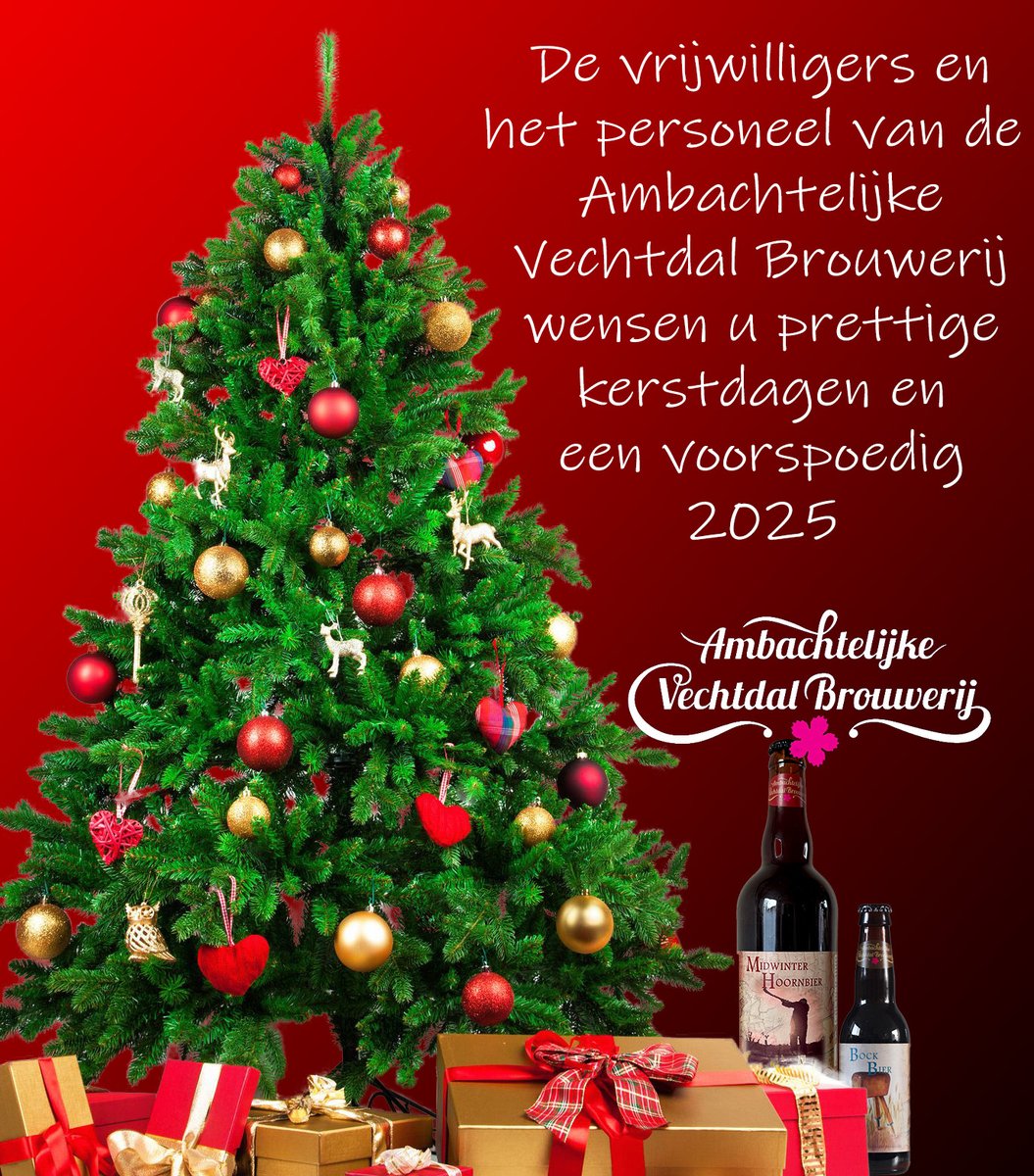 De vrijwilligers en het personeel van de  Ambachtelijke Vechtdal Brouwerij wensen u prettige kerstdagen en een voorspoedig 2025