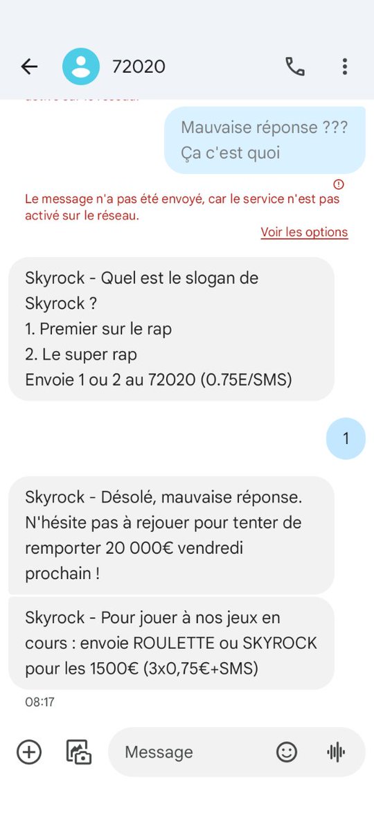 ApruzzeseDavid's tweet photo. @SkyrockFM arnaque le jeu des 20000€? Mes réponses sont bonnes et on me dit qu'elles sont fausses !!! https://t.co/0V0AARPXMh