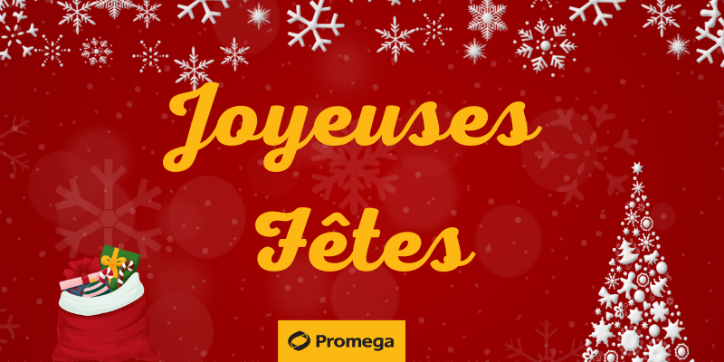 🎄 Toute l'équipe de Promega France vous souhaite de joyeuses fêtes ! 🎉

Nous serons fermés du 23 décembre au 1er janvier inclus. Prenez soin de vous, et rendez-vous en 2025 pour de nouveaux projets ensemble ! ✨