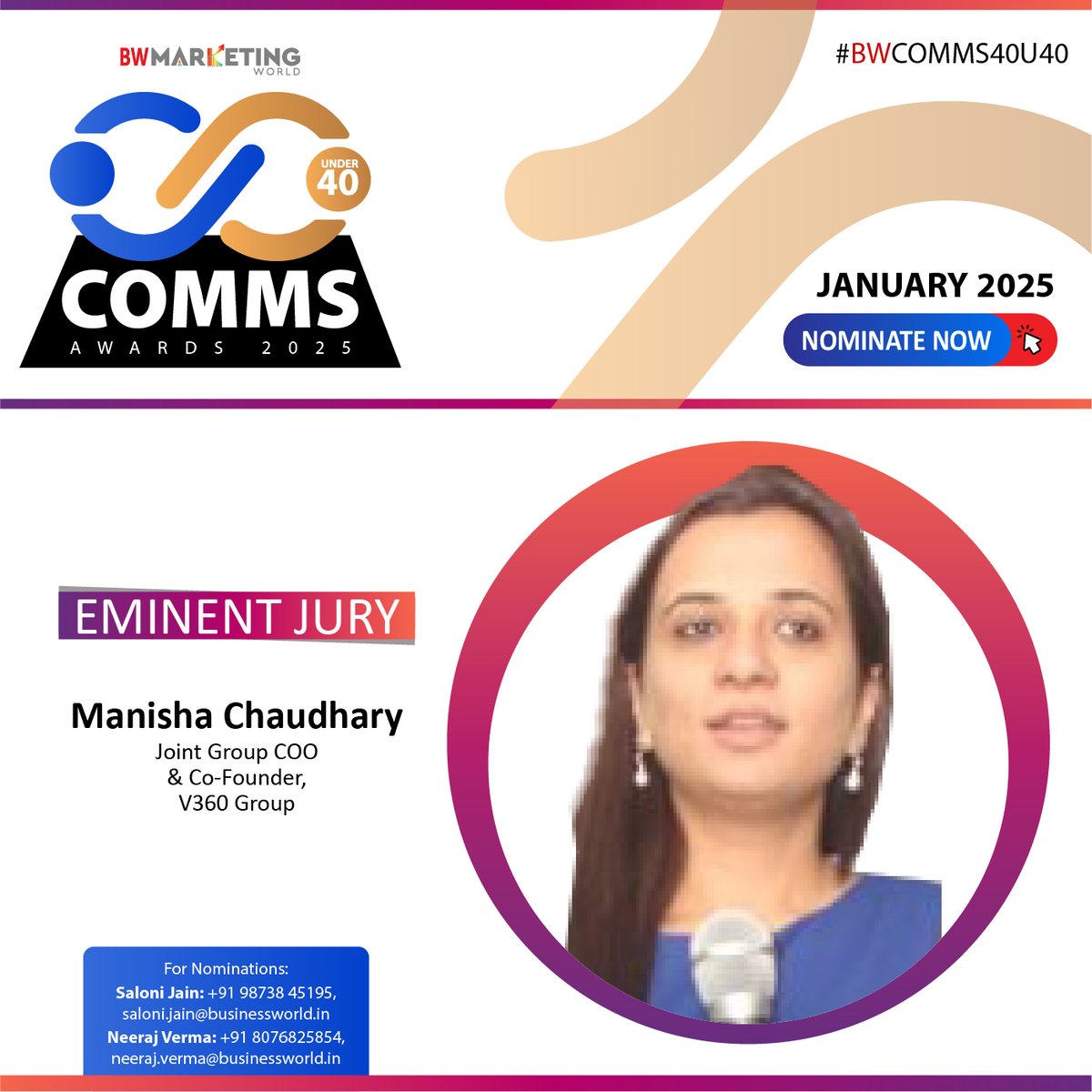 BW Marketing World (@bwmarketingw) on Twitter photo File Your Nominations:
bwevents.co.in/marketingworldā¦
We're excited to welcome Manisha Chaudhary, Joint Group COO & Co-Founder, <a href="/value_360/">V360 Group</a> as an eminent Jury for the BW Marketing World Comms 40 Under 40 Awards 2025! File Your Nominations:
bwevents.co.in/marketingworldā¦
We're excited to welcome Manisha Chaudhary, Joint Group COO & Co-Founder, <a href="/value_360/">V360 Group</a> as an eminent Jury for the BW Marketing World Comms 40 Under 40 Awards 2025!