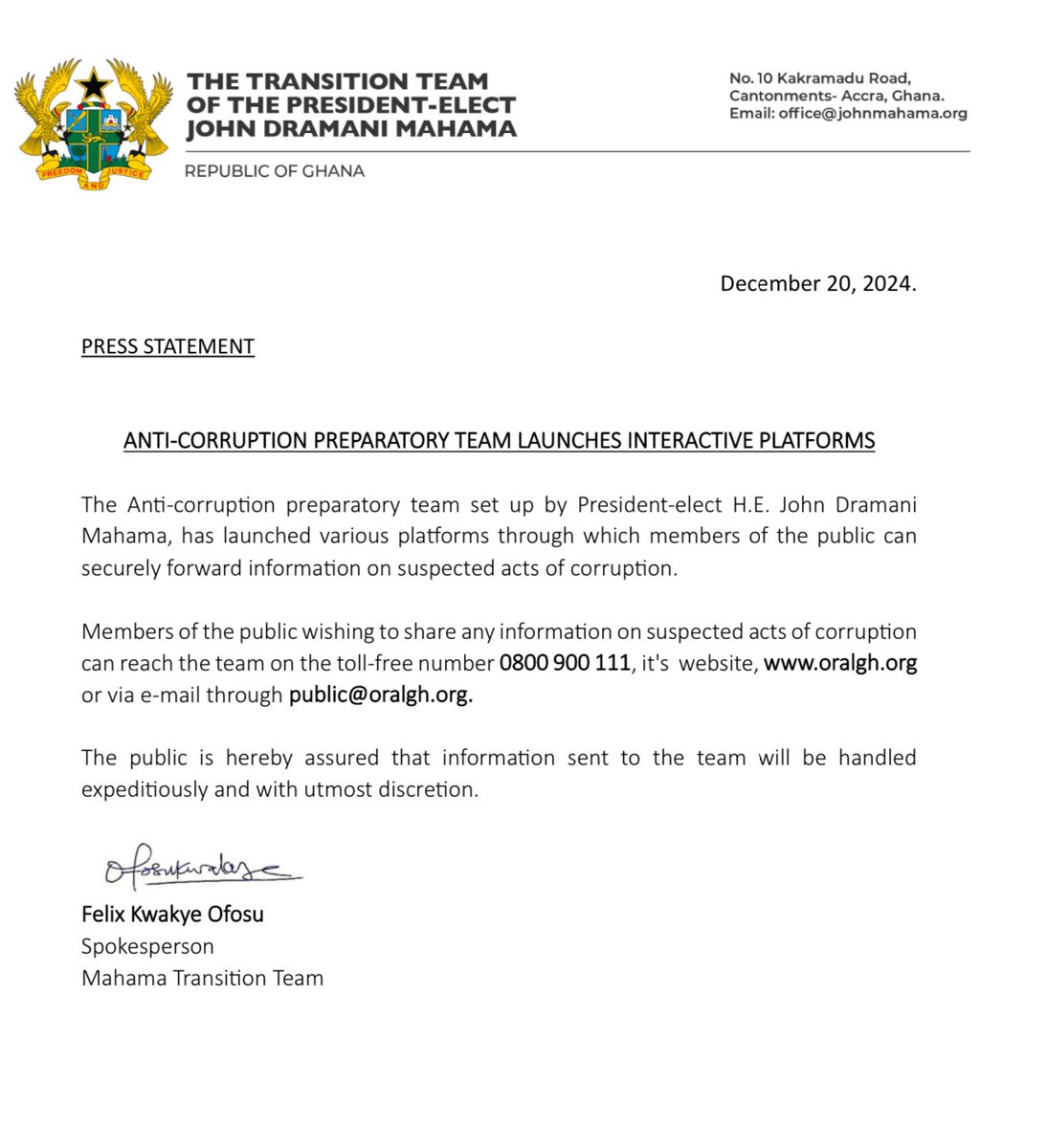 Sam Okudzeto Ablakwa tweet media