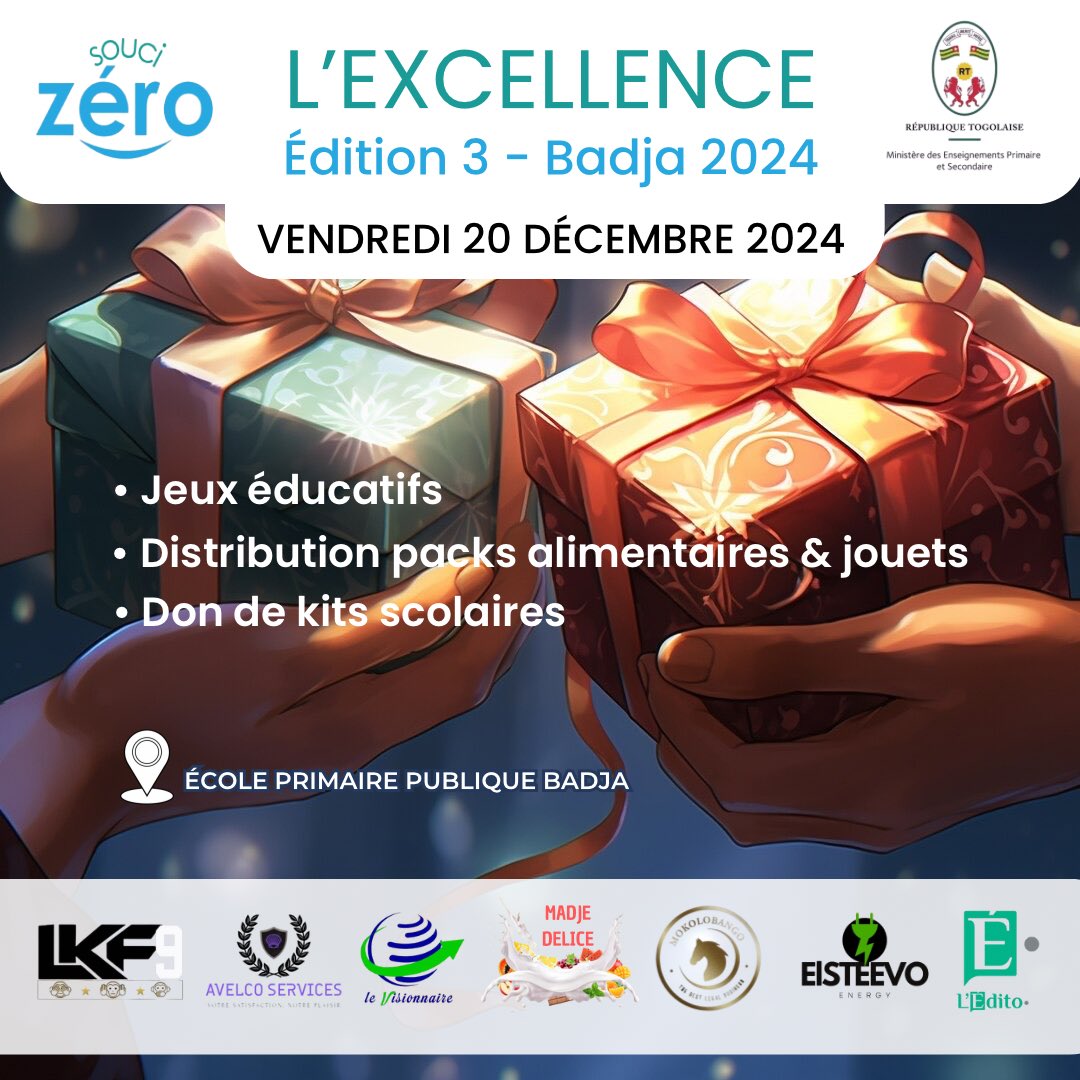 C’est aujourd’hui ! 🙂. Direction Badja pour la mise en œuvre de notre projet « L’excellence », troisième édition 😊. Les membres et les bonnes volontés ont encore fait parler leur cœur 🤍. 

<a href="/GouvTg/">Gouvernement Togolais</a> 
<a href="/DidierKissode/">Didier KISSODE - IVLP🇹🇬🇺🇸</a> 
<a href="/aedemkodjo/">Attipoe Edem Kodjo</a>