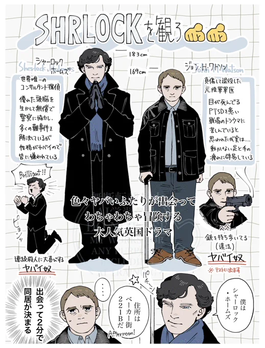 取り急ぎ布教イラストをば!
12月いっぱいでSHERLOCKのアマプラ配信が終わってしまいます!!ミステリーもの、バディもの好きでまだ観てないそこのあなた!!?!?人生損しますよ……!!
90分×12話+映画&ミニエピソード
とりあえず1話だけでも観てくれたまえ🫵🫵🫵 