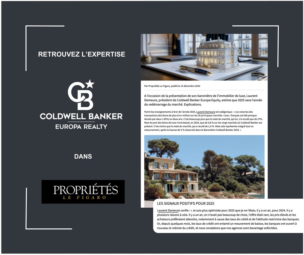 #PRESSE

Cette semaine, Propriétés Le Figaro met en lumière le baromètre des prix 2025 de Coldwell Banker et son analyse par Laurent Demeure, Président de Coldwell Banker Europa Realty.

ow.ly/ITIK50UtYWz

#ColdwellBanker #Luxe #Immobilier