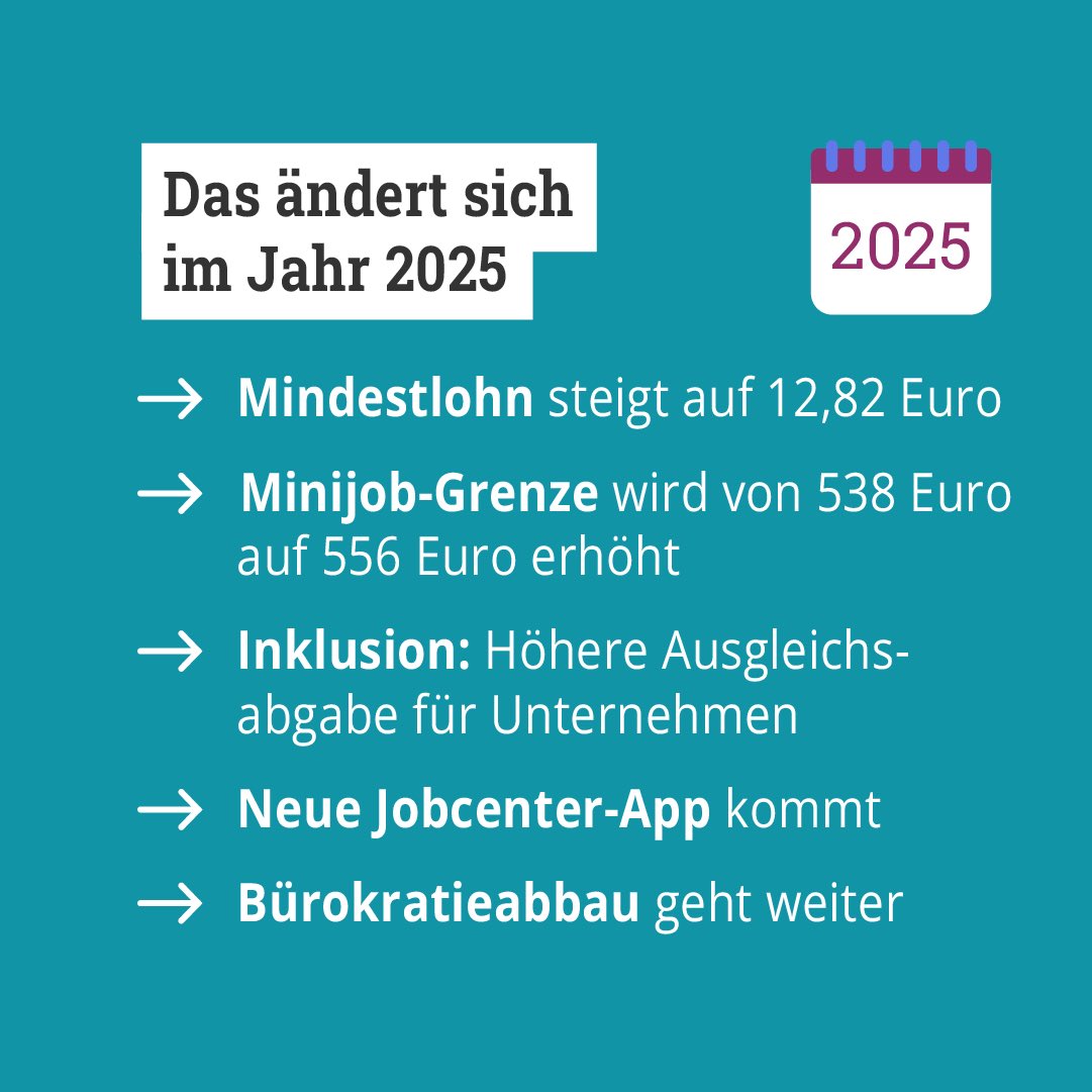 📆 Neues Jahr, neue Regeln: Das Jahr 2025 bringt viele Änderungen und Neuregelungen. Alle Infos und Details: bmas.de/DE/Service/Pre…