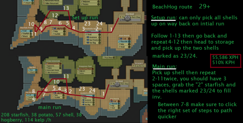 FyriOsrs's tweet photo. Did some low level testing for Forager in Brighter Shores...
- Forager is reliably one of the faster skills for gathering KP
- Its not efficient to make potions with the loot gathered, however it can be sold when buying supplies (see next post)

Here are some maps with data on: https://t.co/hwTJnoGP7Q
