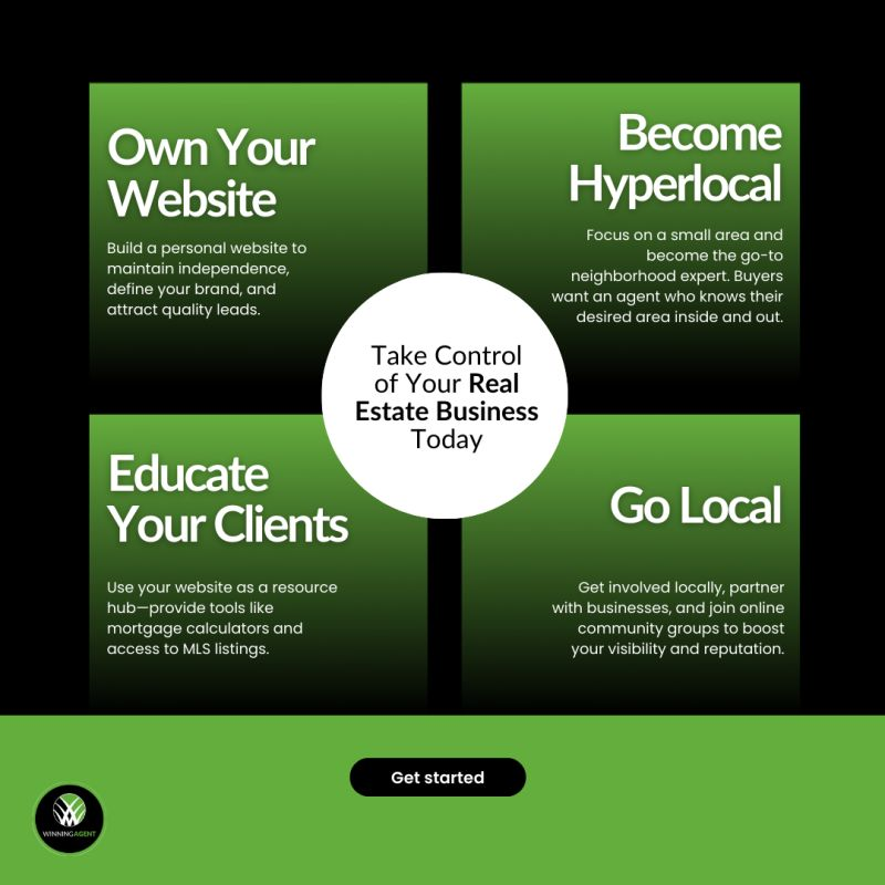 WinningAgent's tweet photo. Take control of your real estate business in a changing market! 🏠 
🌐 Own your website and stay independent. 
🏡 Become hyperlocal to be the go-to neighborhood expert. 
📚 Educate your clients with valuable resources. 
🤝 Go local by engaging with the community and building meaningful connections.

Winning Agent helps you stand out with proven strategies. Ready to get started? 🚀