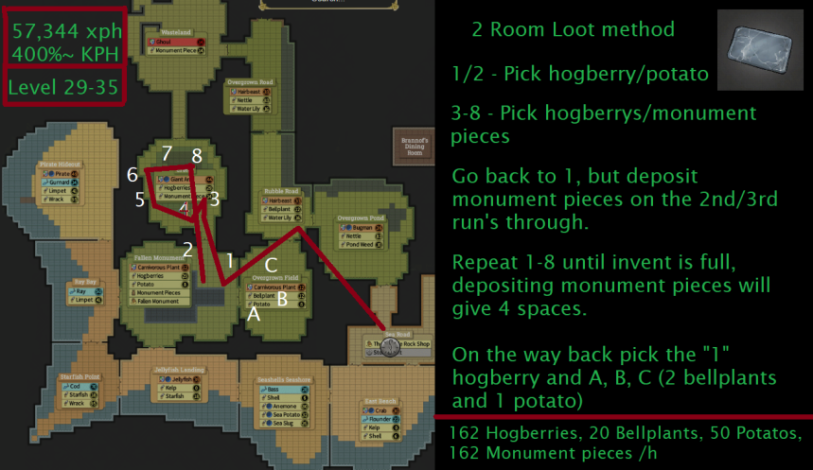 FyriOsrs's tweet photo. Did some low level testing for Forager in Brighter Shores...
- Forager is reliably one of the faster skills for gathering KP
- Its not efficient to make potions with the loot gathered, however it can be sold when buying supplies (see next post)

Here are some maps with data on: https://t.co/hwTJnoGP7Q