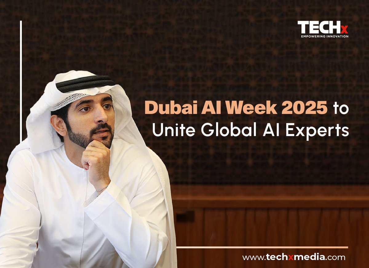 TECHxMediaUAE's tweet photo. Dubai AI Week 2025 is here!
From April 21-25, global AI leaders will gather in Dubai for key events like the AI Retreat, Generative AI Assembly & the Global Prompt Engineering Championship.
Read More: https://t.co/mGrOcVqVAa
#DubaiAIWeek #AI #Innovation #GenerativeAI #techxmedia https://t.co/NsIyTnbaIj