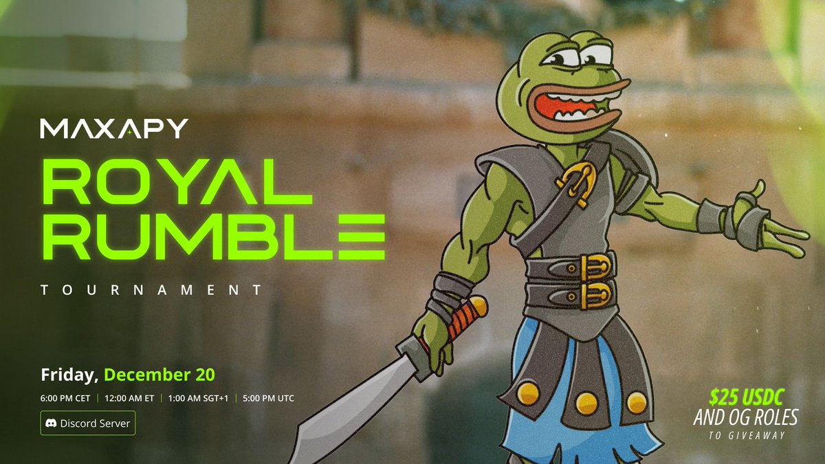 Gm Yield Farmers👨‍🌾 Today at 6 PM CET we hosting Royal Rumble in our Discord server. If you want to win $25, make sure to join our Discord and head to the “Royal Rumble” channel to sign up.

Have a great Friday Yield Farmers!
