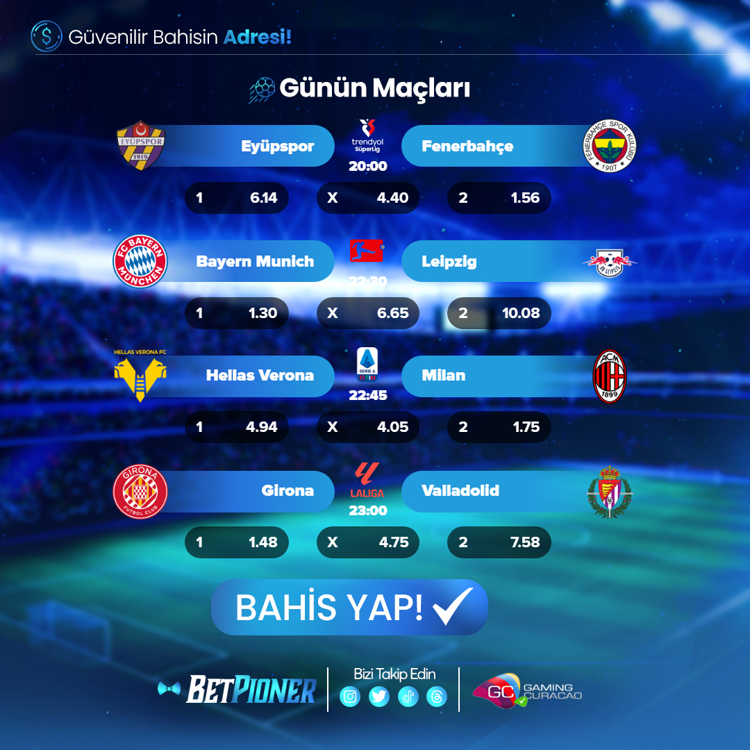 PionerResmi's tweet photo. GÜNÜN MAÇLARI

⬇️ Yüksek oran seçenekleri ile günün maçları

 BETPİONER'de sizleri bekliyor❗️

⚽️ Ayrıca Olası Spor Kayıplarınıza %30 Kayıp Bonusu ❕

💰Hemen Yatırımını Yap %50,  Spor Yatırım Bonusunu Al❗️

⚽️ ➡️Bahsin tek Adresi :  https://t.co/SWabwCBgtd https://t.co/9RjCTJ09V0