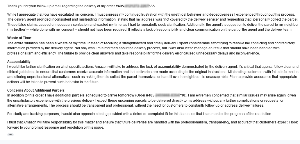 DeveloperCheap's tweet photo. Terrible service! Beware before buying 4m AmazonIN

Shocking how Amazon refuses to take responsibility for deceptive behavior by their delivery agents. Refused to register a complaint too. Totally unprofessional service—never buy 4m Amazon if u don't want to waste ur time &amp; money https://t.co/42JXAk2giu
