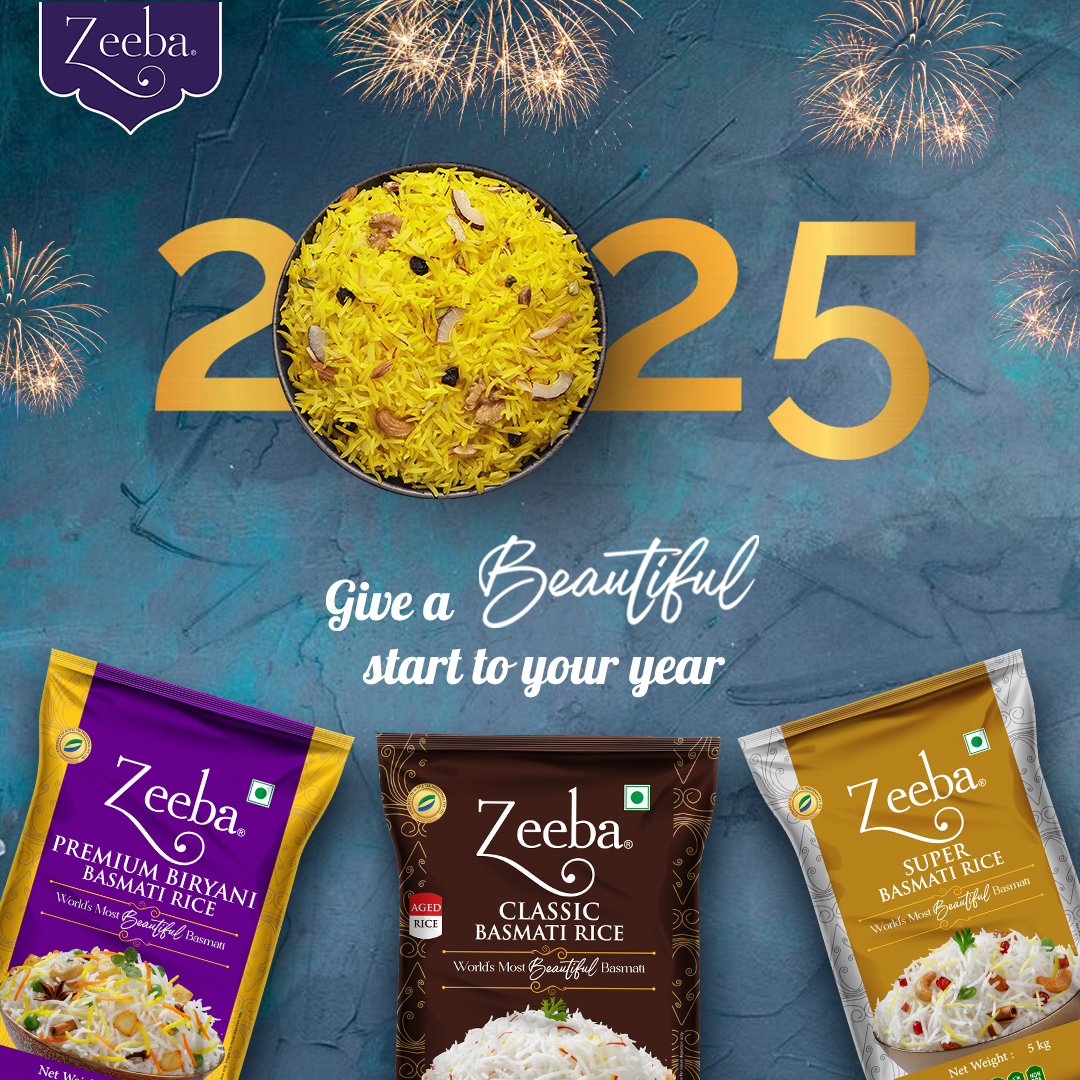 ZeebaMiddleEast's tweet photo. Celebrate the New Year with Zeeba Basmati Rice, delivering better taste and supporting a greener future.  

#zeebabasmatirice #newyear #basmatirice #pure #honesty #beautiful #newyear2024 #beautifulmoments #worldsmostbeautifulbasmati https://t.co/ap8qeqYMNy