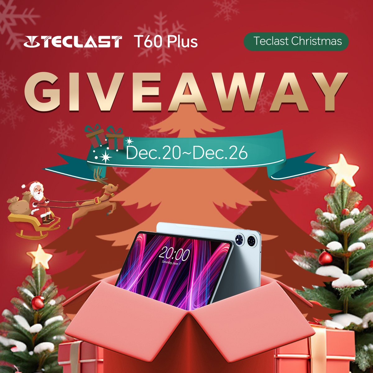 TeclastJapan's tweet photo. Teclastクリスマス🎅\🎄プレゼント企画🎄／🌟
いよいよ冬が暖かくなるクリスマス💗、2024年の楽しい締めくくりに #T60Plus をプレゼントします🎁🎁。

T60Plus（1台）🦌🎄：https://t.co/oI9tLLW0s6

応募方法🌈（12/26日まで☃️）
1⃣@TeclastJapan をフォロー
2⃣この投稿にいいね＆RT

#Teclast #クリスマス #プレゼント企画 #拡散希望 #Christmas