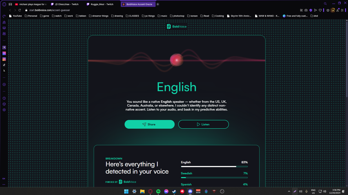 definitely didnt try to do an accent frfr
