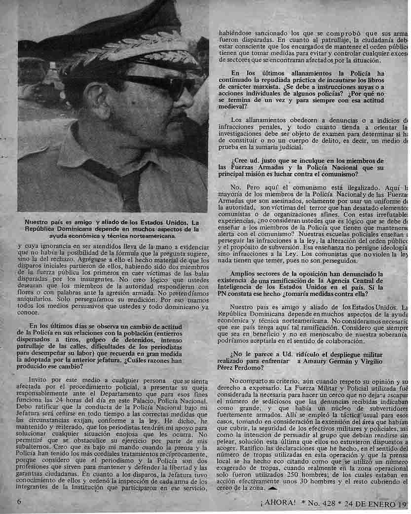 # CONTINUED PAGE 3 OF 5-PAGE 6-MAGAZINE ISSUE # NOW-428-DE: 24 JANUARY 1972.- : EXCLUSIVE #: INTERVIEW WITH LIEUTENANT-GENERAL NEIT RAFAEL NÍVAR SEIJAS ( HEAD OF MILITARY COMBAT OPERATIONS January 12 1972 ) by JOURNALIST ORLANDO MARTINEZ FOR THE MAGAZINE NOW AND ITS ISSUE #NOW#428 (PAGE 4) .TRANSFER OF MAGAZINE ON PAPER TO DIGITAL TECHNOLOGY : = (WORKSHOPS LOGISTICS  "clappers" 2013.)