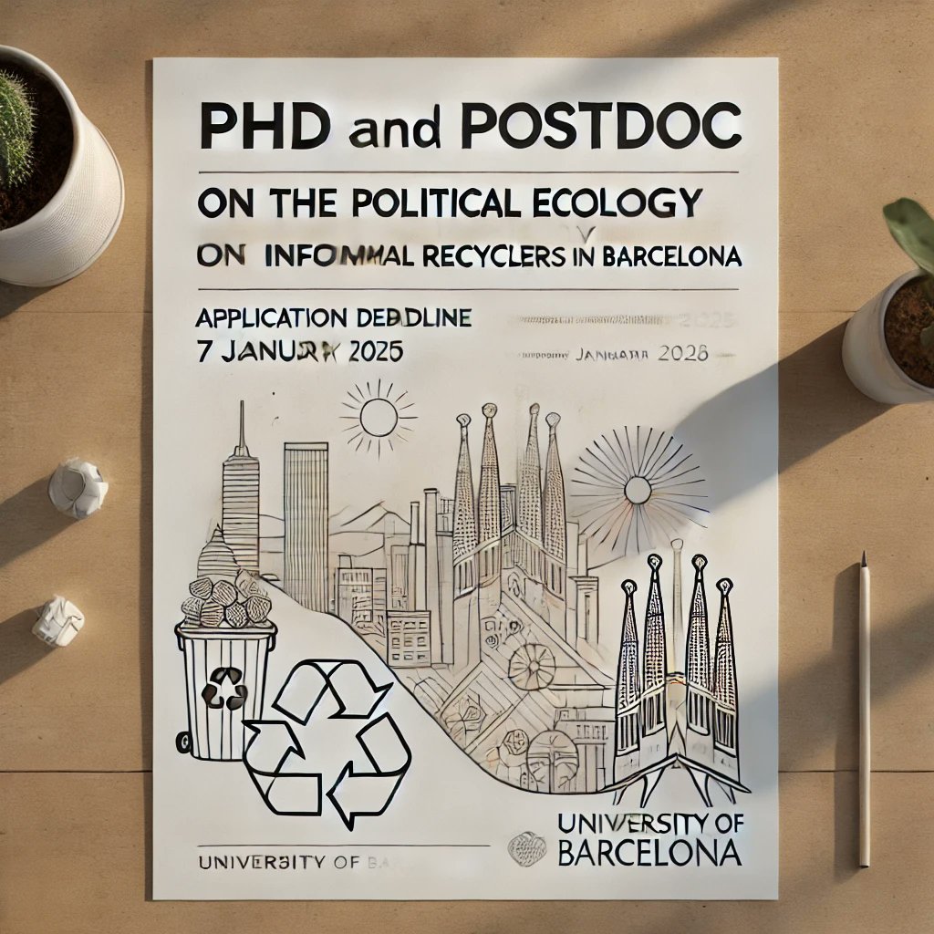Research & Degrowth International (@r_degrowth) on Twitter photo 🚨 Job Alert: We're hiring!
📍 PhD & Postdoc positions on the political ecology of waste pickers in Barcelona at <a href="/ubeconomics/">UB School of Economics</a>.
🌍 Explore informal recycling, urban sustainability, and social justice: #wastepickers
🗓️ Apply by 7th Jan 2025.
Details 👉 ecolecon.eu/phd-and-postdo… 🚨 Job Alert: We're hiring!
📍 PhD & Postdoc positions on the political ecology of waste pickers in Barcelona at <a href="/ubeconomics/">UB School of Economics</a>.
🌍 Explore informal recycling, urban sustainability, and social justice: #wastepickers
🗓️ Apply by 7th Jan 2025.
Details 👉 ecolecon.eu/phd-and-postdo…