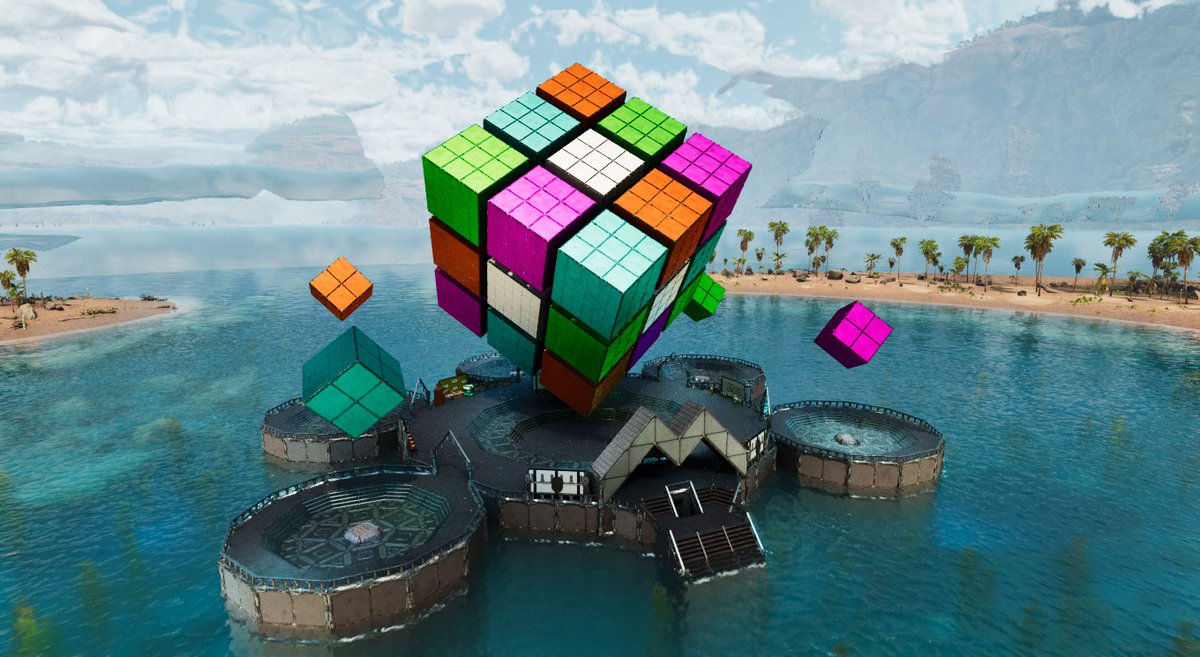 One of this year's Ark Survival Ascended builds! This was the admin hub I built for the Monarky's community server Admin Hub for the Grid Wars Season. All glory to the cube!  Each smaller cube led to a tele station in each biome.
#PlayARK
#ArkSurvivalAscended

#SurvivetheArk