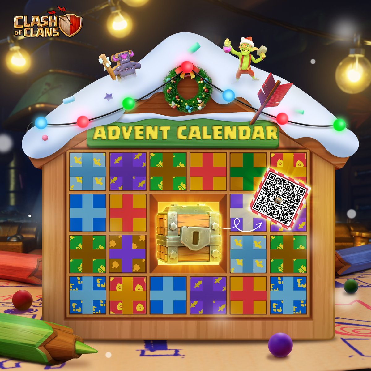 We’ve saved the best for last—the FREE Chest is here! Scan the QR code, claim your exclusive Chest, and unwrap the joy of Clashmas ✨