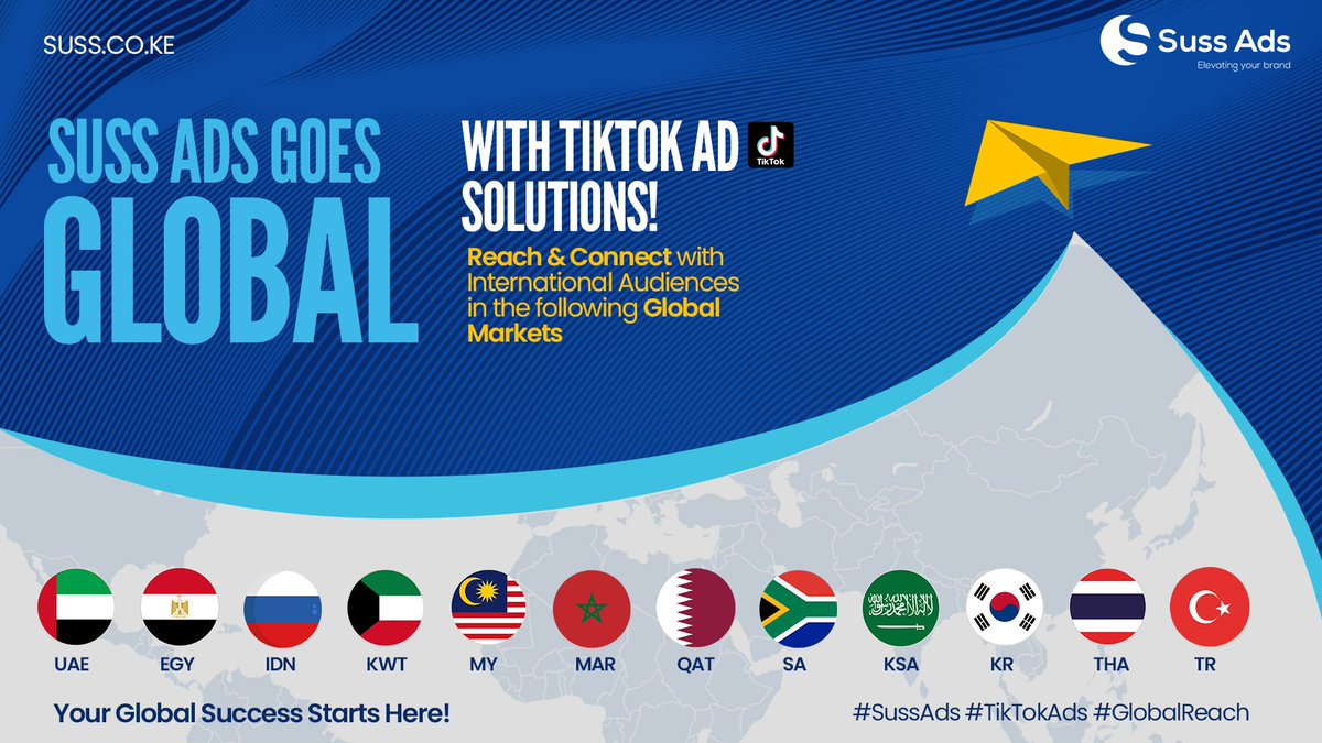 🎥Lights, camera, TikTok!

We’re thrilled to announce that we now offer TikTok advertising services in 12 key global markets. 

Connect with us to craft TikTok campaigns that captivate!

#SussAds #TikTokAds #Impact #Advertising