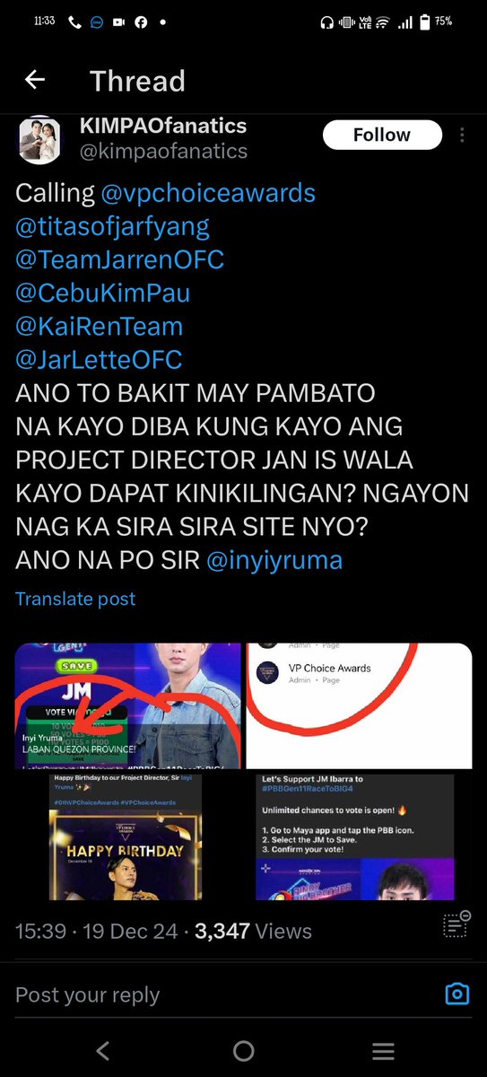 JAKEY097's tweet photo. @JARRENANDFYANG @vpchoiceawards Kahit Anong Gawin natin wla tayung magagawa Kasi director nang vpca AI maka jampong kaya nga nakaraan kahit PANALO na jarfyang sa loveteams inulit nila hahahhaha https://t.co/DqCbhcixYk