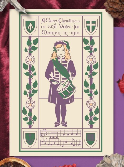 Suffragette Christmas card designed by artists of the Women's Social and Political Union, 1909 #Womensart