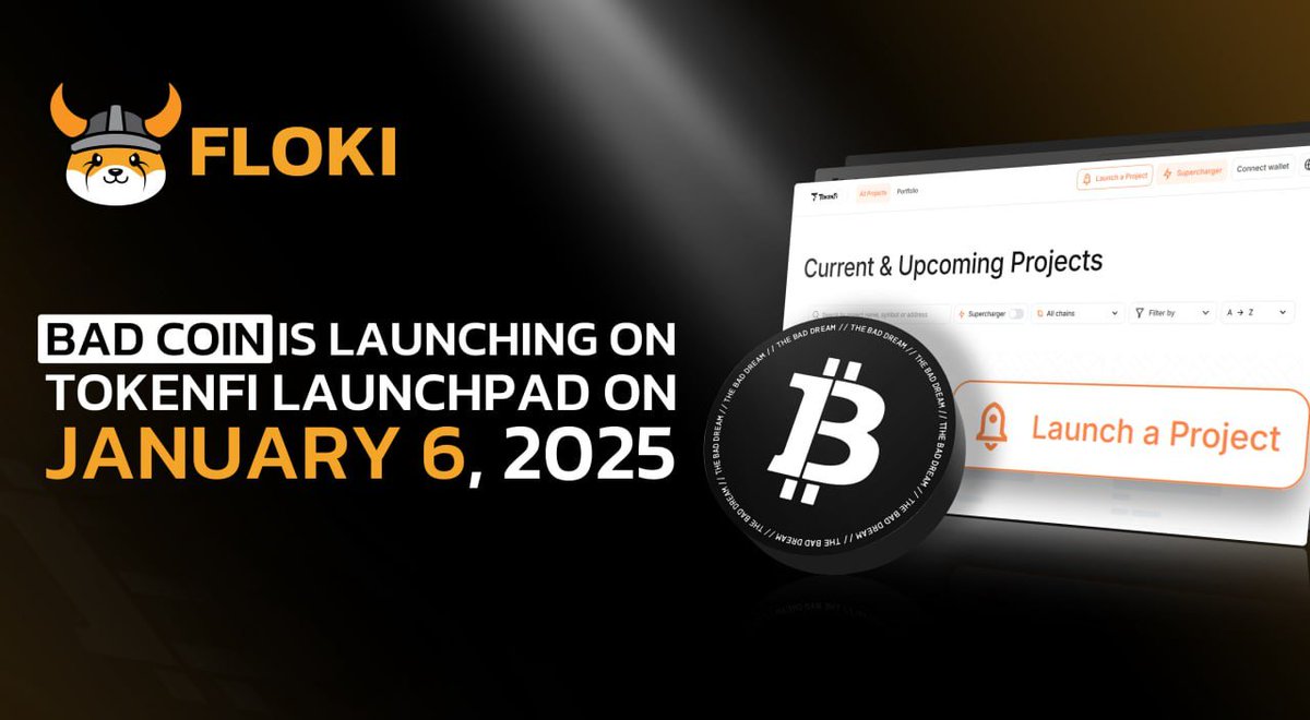 BAD Coin, the most anticipated AI Agent protocol on the $BNB chain, will be launching on TokenFi Launchpad on January 6.

This launch offers key benefits for the Floki Ecosystem:

- 27% of the total supply airdropped to $FLOKI holders
- 4% airdropped to $TOKEN holders
- 4% as