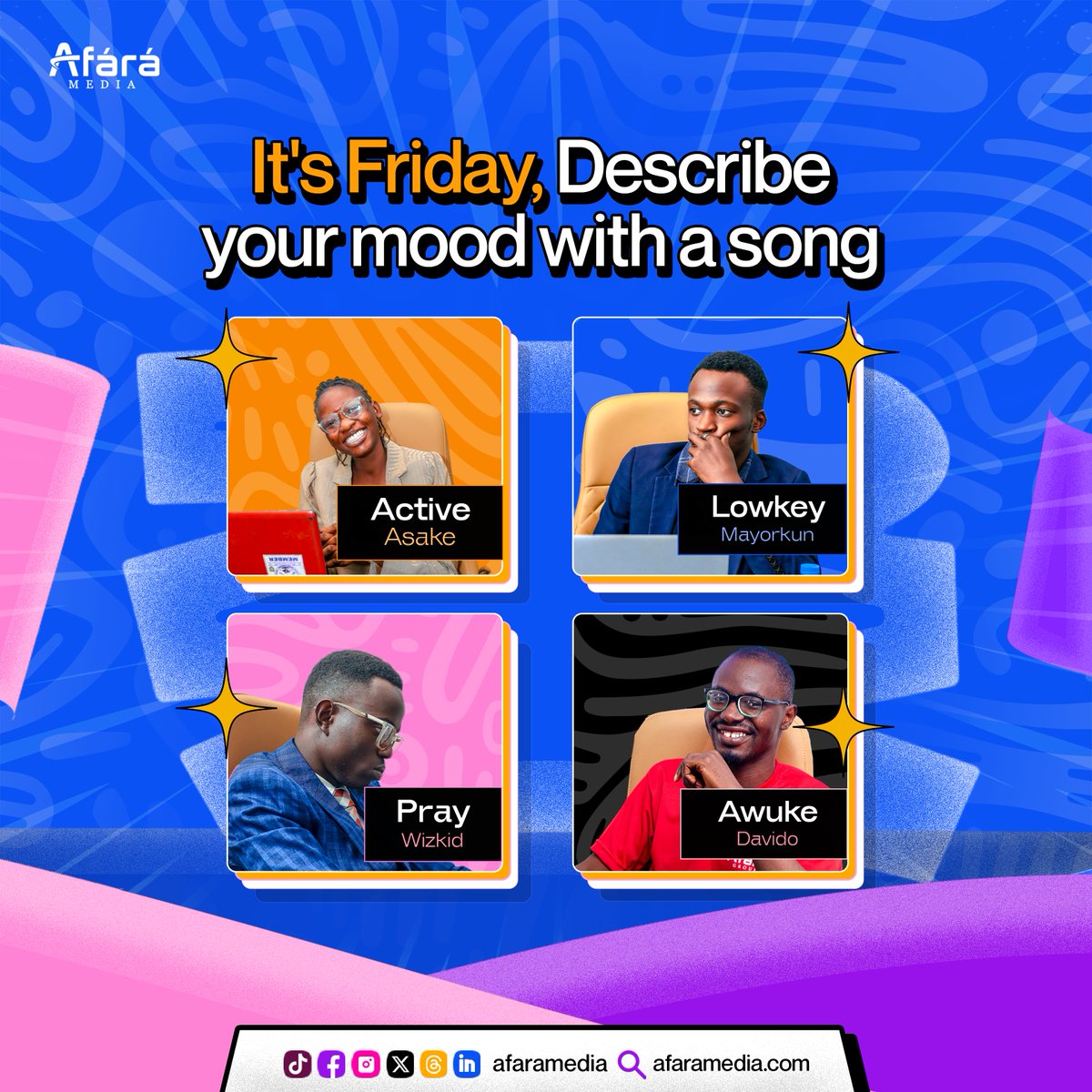 afaramediaco's tweet photo. The weekend is here! Time to get groovy and relax💃

#AfáráMedia https://t.co/U75e5CHOy7
