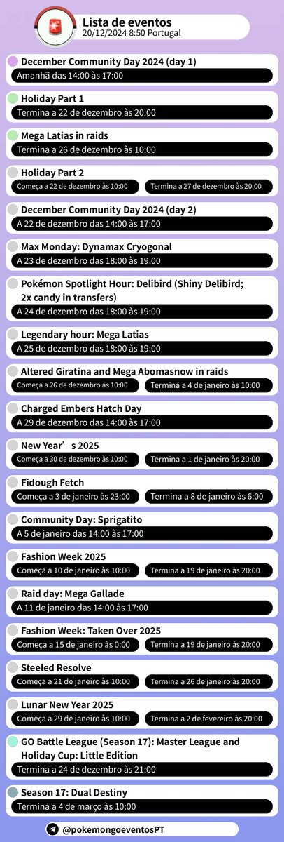PoGOEventosPT's tweet photo. 🌠 Lista de eventos
20/12/2024 8:50 Portugal

Telegram: https://t.co/6tXL8gPEpJ

#PokemonGO #Evento https://t.co/RjOA2Prvyx