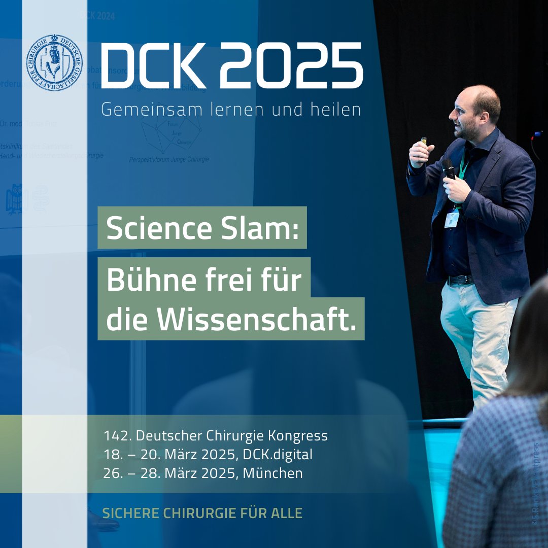 ⏳ Sie möchten zeigen, dass Wissenschaft rockt? Dann bewerben Sie sich beim Science Slam des #DCK2025 ⏳

🎤 Jetzt bewerben: dck2025.de/scienceslam/
Deadline: 10.01.2025