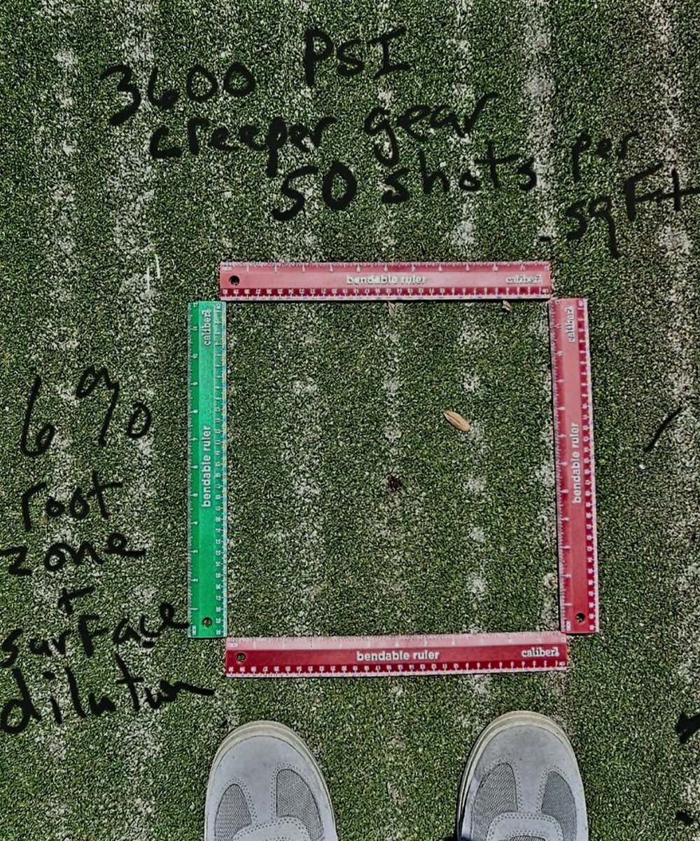 turfmonkeyboy's tweet photo. Everyone who knows me knows I love to trust the numbers and I get an extra kick out of it when the numbers don't support what I thought all along, hence #wrongagainreilly.
@TloweTgrass in his new venture #TLC tested 3 of our greens at Links on @LBKCR prior to cultural practices this summer and again in November post cultural practices. One green was a control, one green we used biological inputs along with sand, and the final green we injected straight sand.
This was the kickoff to monitoring our yearly summertime efforts. Multiple years of this testing will give us a clearer picture. I highly recommend this type of collection for all turf managers to quantify their efforts.
This year's results at Links @LBKCR:
1) I like many of you would think straight sand dilution X4 on small centers would create the greatest reduction in OM and would increase infiltration. It was opposite.
2) We hoped incorporation of biological inputs would reduce OM in top layer and enhance infiltration rates. It did for sure.
3) Stain layer dilution occurred in both injection protocols.
4) Root mass increased in control and both injection protocols v. coring.
F.I.R.M's early suggestions based on results:
1) Measure before and after cultural practices regardless of your procedures with @TloweTgrass.
2) Incorporate and experience the benefits of no labor/wet material injection in your cultural practices next year.
3) Consider multiple tight spacing injections with biological products and sand to better manage your OM and infiltration rates.