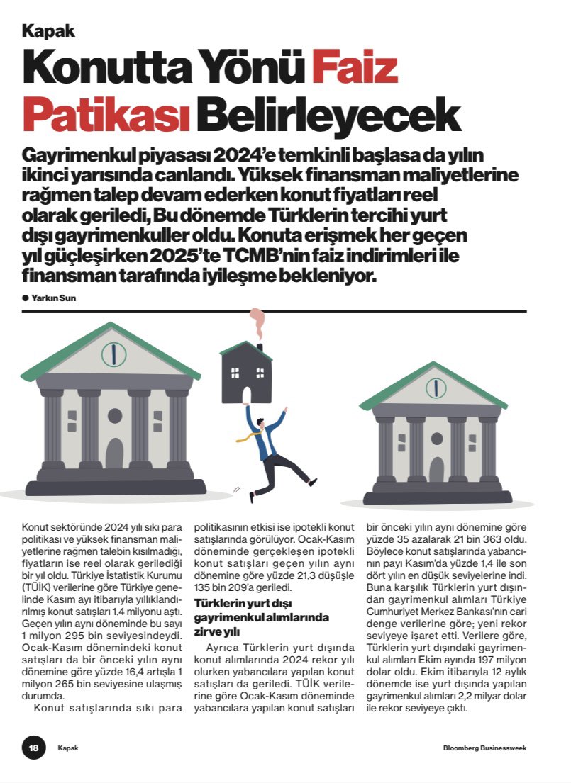 Yarkın Sun (@yarknsun) on Twitter photo Yeni yılda konut piyasasının yönünü TCMB’nin faiz patikası belirleyecek
✍️ Gayrimenkul sektörüne dair 2025 beklentilerini <a href="/Businessweek_TR/">Bloomberg Businessweek Türkiye</a>’de yazdım
🏠“Erişilebilir konuta talep canlı”
🏢 “Finansmanda alternatif yollar bulunmalı”
🏗️ “Yatırımlık gayrimenkul en sağlam Yeni yılda konut piyasasının yönünü TCMB’nin faiz patikası belirleyecek
✍️ Gayrimenkul sektörüne dair 2025 beklentilerini <a href="/Businessweek_TR/">Bloomberg Businessweek Türkiye</a>’de yazdım
🏠“Erişilebilir konuta talep canlı”
🏢 “Finansmanda alternatif yollar bulunmalı”
🏗️ “Yatırımlık gayrimenkul en sağlam