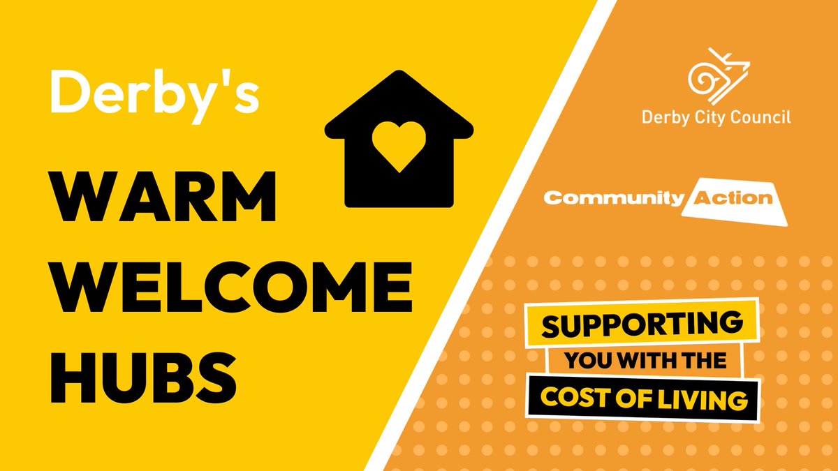 🧡Warm Welcome Hubs Update🧡

Derby's Warm Welcome Hubs offer a free welcoming warm space, a hot drink, a meal &amp; other support to help with welfare &amp; wellbeing. We've now updated the list of Hubs on our website to include opening hours over the Xmas break: communityactionderby.org.uk/help-with-the-…