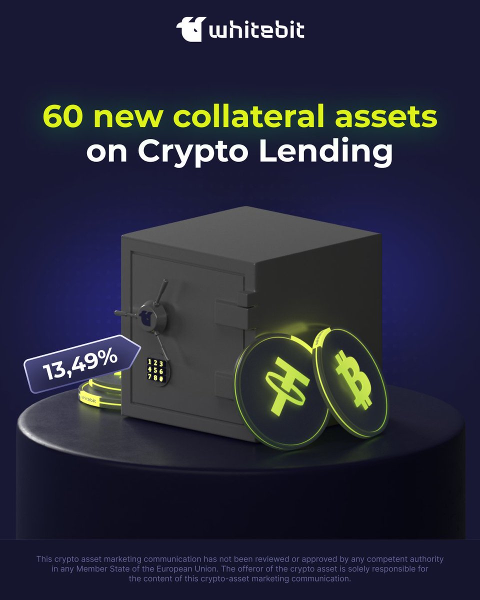 60+ New Assets for Crypto Lending Are Now Available on WhiteBIT! New assets  are ready for crypto lending! Select a plan for 30, 90, 180, or 360 days  and earn up to