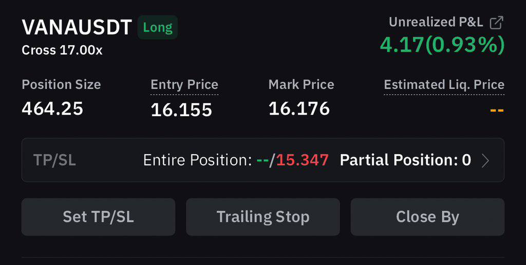 stillcyan's tweet photo. $VANA LONG

Leverage:  17x

Margin: 8%  of Wallet

Entry Point: 16.155

TakeProfit: 50% - 200%

Stop Loss Point: -85%
Join our telegram community.
Click below ⬇️ 
https://t.co/NORbVXuhKt https://t.co/lSnlThWSF8