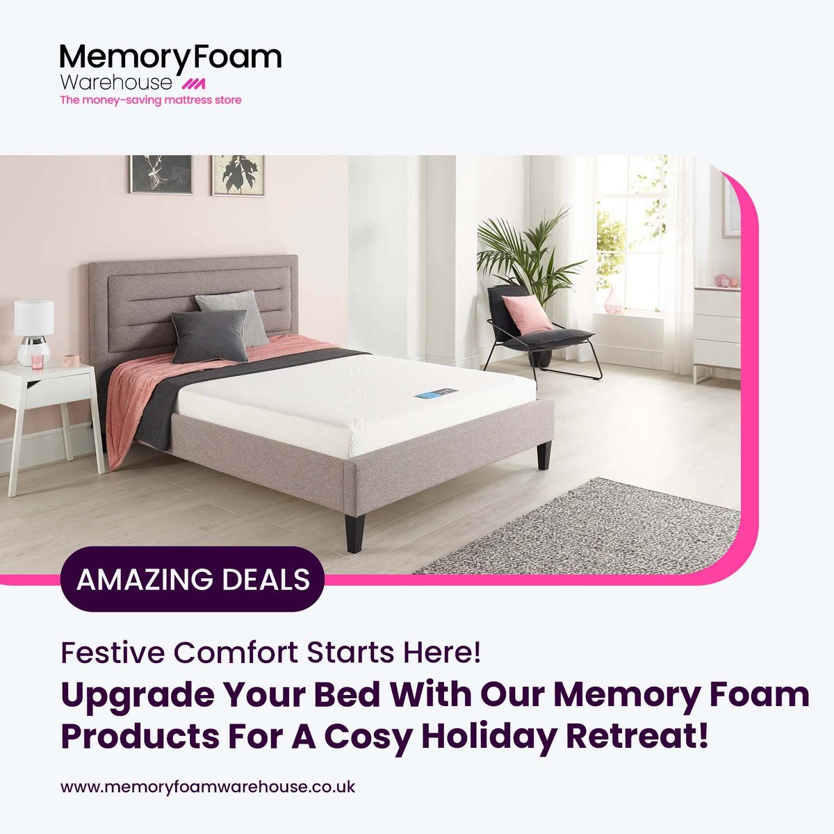 MemoryFoamWH's tweet photo. 🎁 Deck the Halls with Comfort! Whether it’s a new memory foam mattress or a cosy topper, we have everything you need to make your home feel festive and comfy. 🎅 #DeckTheHalls #MemoryFoamWarehouse https://t.co/WVlYDZ89ck