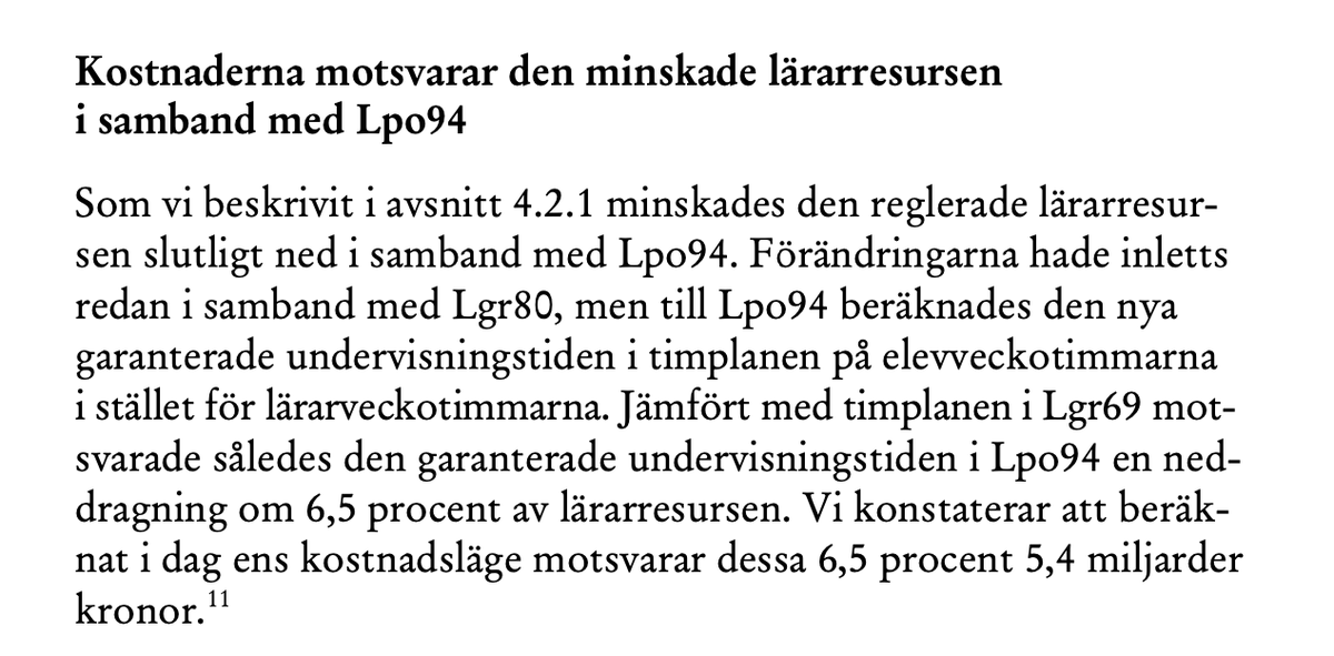 Skolinkvisition's tweet photo. Jag hoppar alltid direkt till ekonomiska konsekvenser när en statlig utredning om skolan kommit. Detta är nog det ärligaste jag läst. Vi har skurit ner på lärarresurser och det kommer att kosta mycket att återställa resurserna, men det är värt det. https://t.co/VweDeOOaoX
