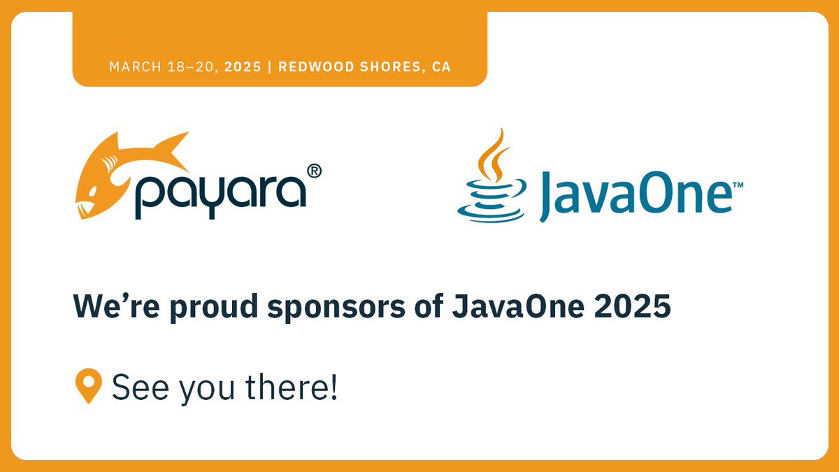 Payara_Fish's tweet image. 🎉 Exciting news: We're sponsoring JavaOne 2025!
Join us March 18–20 in Redwood Shores, CA, to celebrate 30 years of Java and the launch of Java 24!
#JavaOne2025