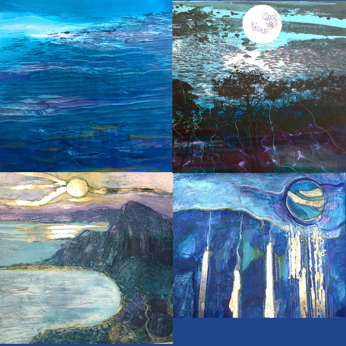 RuthMcDonald1's tweet photo. I love to feature water the sea and moonlight and sunrise in my screenprints and collagraphs
#water #seascape #moon #monlight #sunrise #sunshine #collagraph #coastline #cove #FridayMotivation #pattern #texture #loveart #bluewater #ArtistOnX https://t.co/DbxXiaShC6