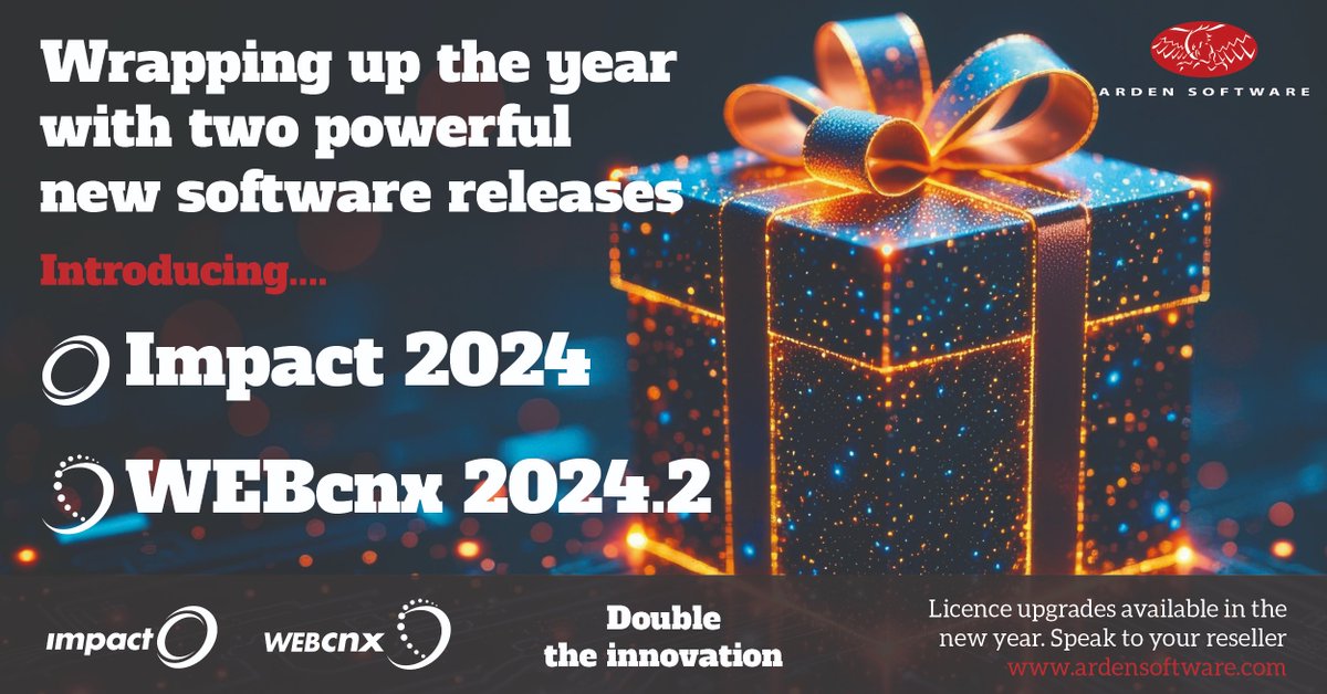 🎁 We're wrapping 2024 with two exciting new software releases 🎁

Impact 2024 and WEBcnx 2024.2 are here, bringing powerful new features to streamline workflow and boost productivity for #packaging professionals. 

🔗ardensoftware.com/arden-software…