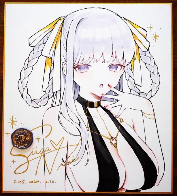 冬コミ色紙です!BBちゃんたちと、せっかくのVtuberスぺなので塚本のべるさん、琴宮いおりちゃん、やどりりなちゃんをそれぞれ描かせていただきました～!
#C105 