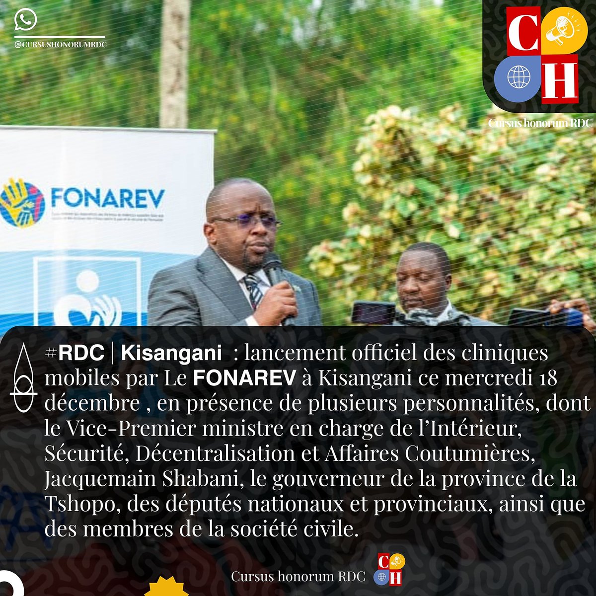 CursushonorumCD's tweet photo. #𝗥𝗗𝗖 | 𝗞𝗶𝘀𝗮𝗻𝗴𝗮𝗻𝗶  : lancement officiel des cliniques mobiles par Le 𝗙𝗢𝗡𝗔𝗥𝗘𝗩 à Kisangani 🔗 https://t.co/fCpCmTVfY8