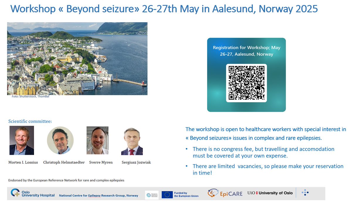 EpiCARE (@epicare_ern) on Twitter photo “Beyond Seizures: Advancing Holistic Care for Rare and Complex Epilepsies”
📅 26 - 27th May 2025
📍 Aalesund, Norway
The session schedule is now available for consultation: epi-care.eu/wp-content/upl… 🔺 You can now register through this link: forms.office.com/Pages/Response… “Beyond Seizures: Advancing Holistic Care for Rare and Complex Epilepsies”
📅 26 - 27th May 2025
📍 Aalesund, Norway
The session schedule is now available for consultation: epi-care.eu/wp-content/upl… 🔺 You can now register through this link: forms.office.com/Pages/Response…