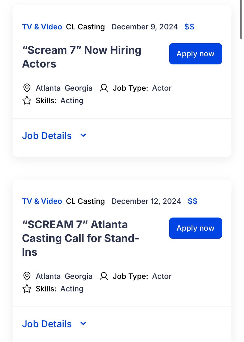 castingtwt_'s tweet photo. The next big horror movie scream 7 now casting for extras 
Apply now ! #auditiontwt #castingtwt #scream #HorrorMovies 
🔗 - https://t.co/J177c4r7Ln+ https://t.co/X52dZ1Mthv
