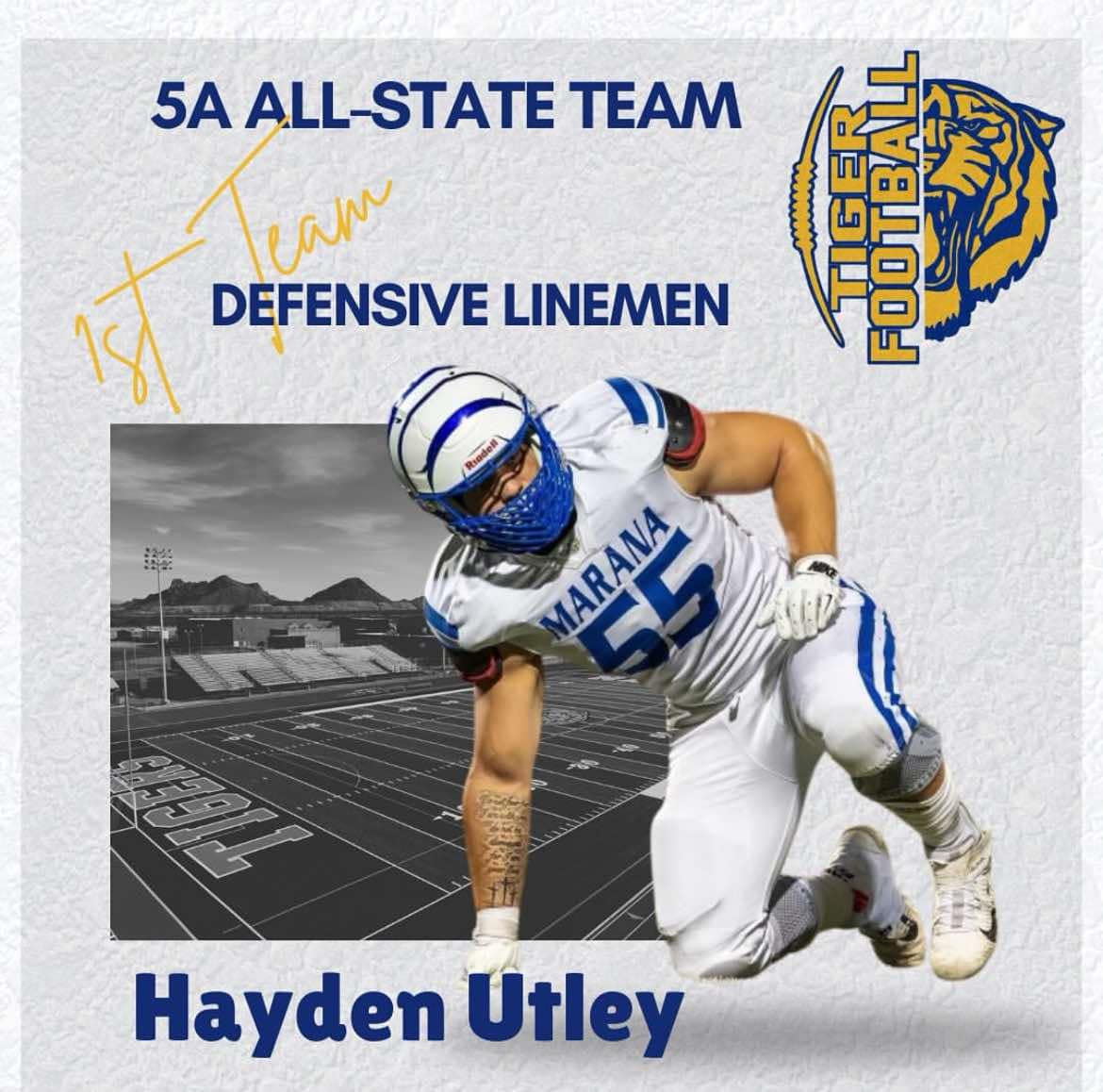 Hayden_Utley55's tweet image. All glory to YHWH.Honored to be named 1st Team All STATE Arizona. Thank you to all the coaches and writers who may have voted. What a great year for Marana football. #AllState #1stteam @JuliusTrenches
@NE_Ok_HS_Sports
@raj_manjrekar
@APEX__Athletes
@TAProfileAPP
@EpicSportsTV…