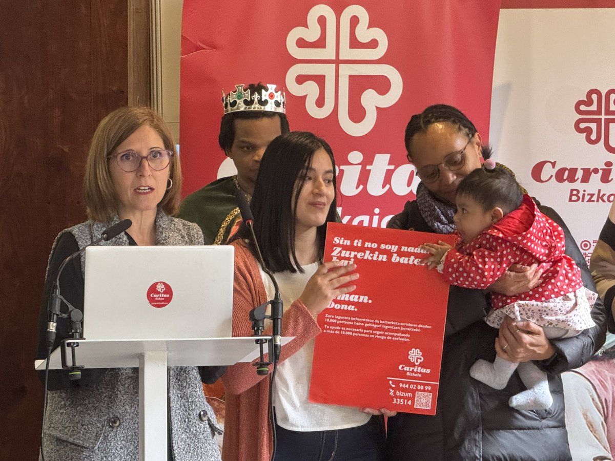 aideac's tweet photo. Caritas Bizkaia lanza la campaña ‘Sin ti no soy nada / Zurekin batera bai’ y presenta el XXI Roscón Solidario de Bilbao, para recaudar fondos para las familias en situación de vulnerabilidad https://t.co/qRrRWUBgJ0 https://t.co/9cvEOTKxoe