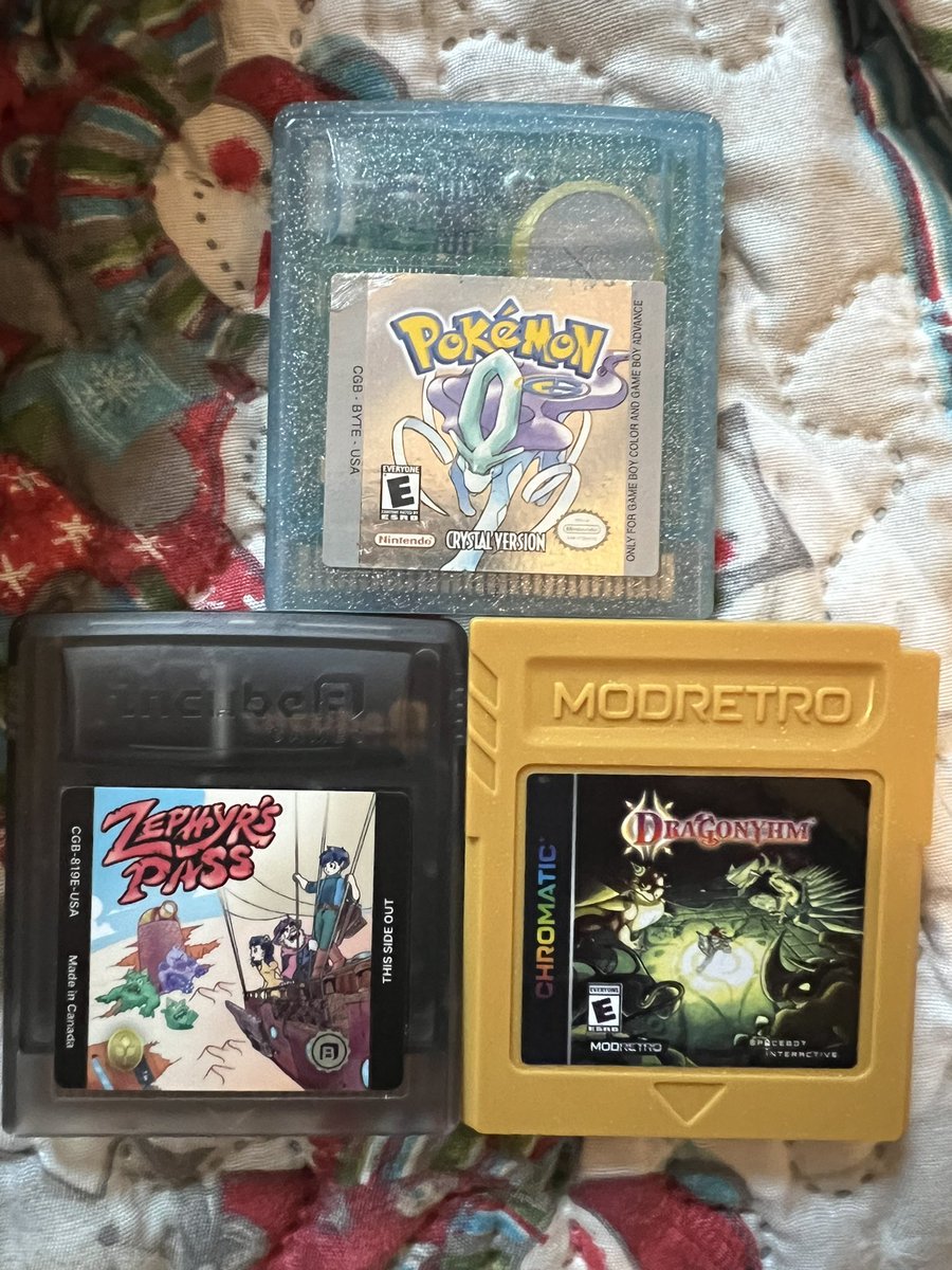 mary_goglia's tweet photo. Here are some games I’ve been waiting to play on my @modretro chromatic!!! :D #modretrochromatic @spacebot_dev @CRTOGRPHR 

(Ok I played about 1 1/2 hours on Crystal on my gbc last month but the rest of the total 9 1/2 hours are on my chromatic!!) ^_^ #retro #retrogaming https://t.co/cCRfBM3aqi