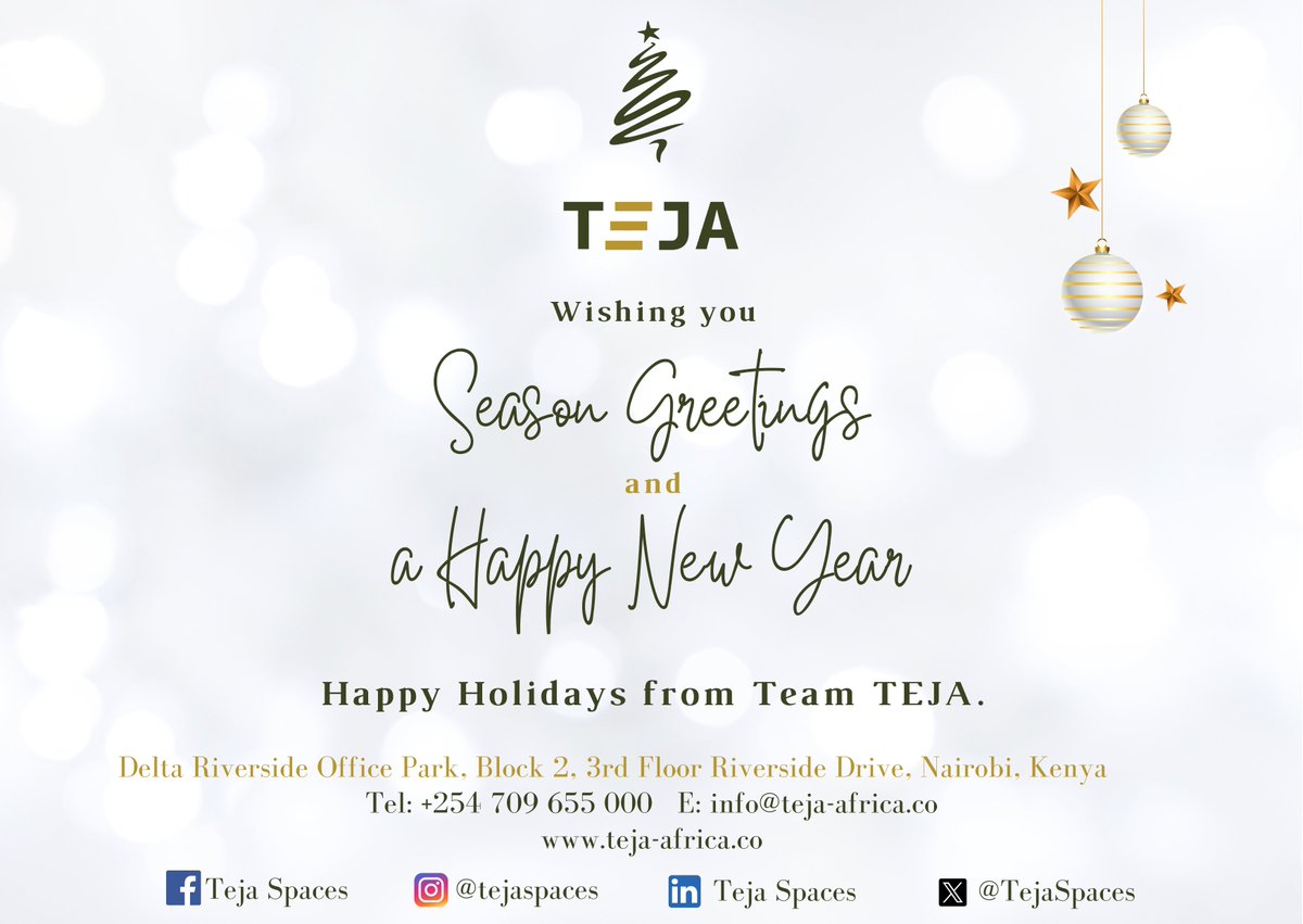TejaSpaces's tweet photo. Happy Holidays from Team Teja 😊🎄 Wishing you a joyful season ahead and a prosperous New Year.  #TejaSpaces #happyholidays #Christmas2024 #Christmas https://t.co/bgQEprUaqh