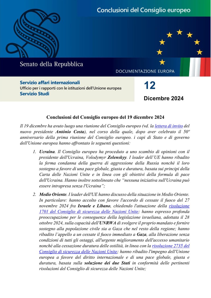 Conclusioni del Consiglio europeo del 19 dicembre 2024
senato.it/service/PDF/PD…
